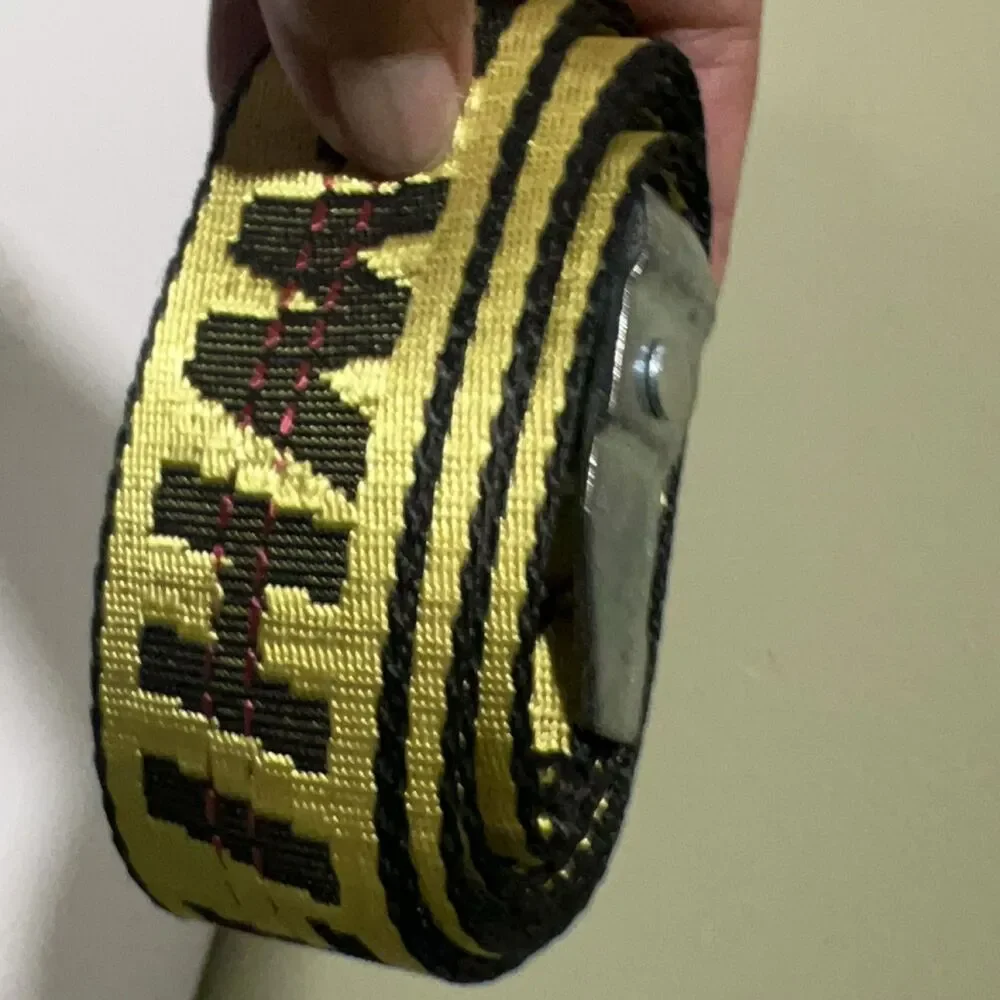 OFF-WHITE Industrial Belt Yellow Black Nylon Webbing Metal Buckle
